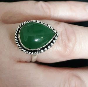 New Green Onyx 925 Silver Ring